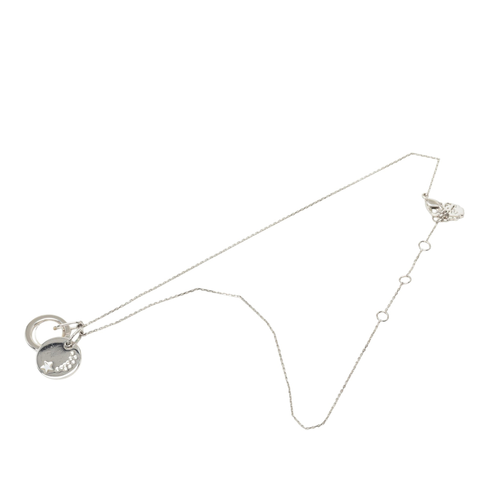 Pre-Loved Dior Brass and Strass Double Pendant Charm Necklace